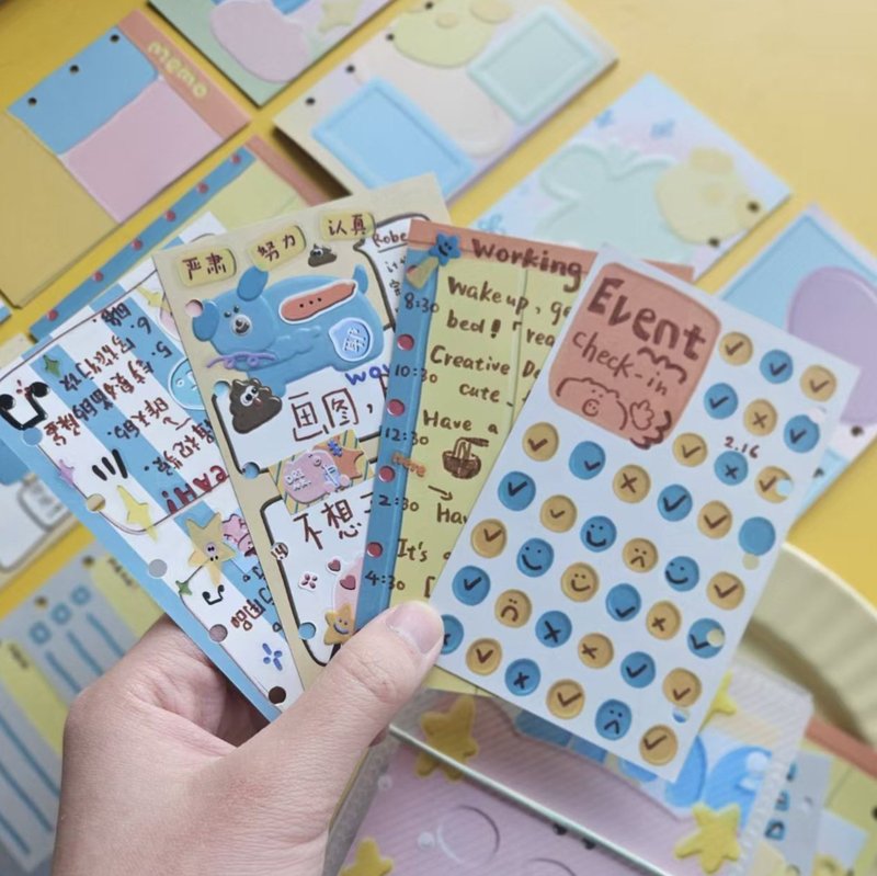 [coloryeah] Cute Journaling Stationery / M5 Planner Inserts with Different Double-Sided Designs, Pre-Punched - Notebooks & Journals - Paper Multicolor