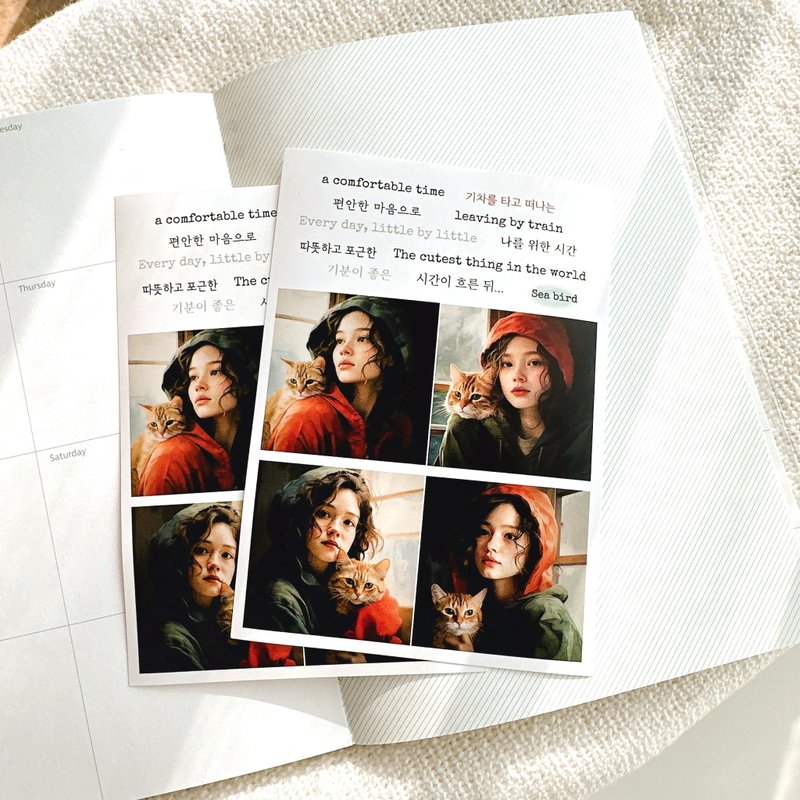 girls with kitty & korean characters vol 1 sticker pack - 貼紙 - 紙 