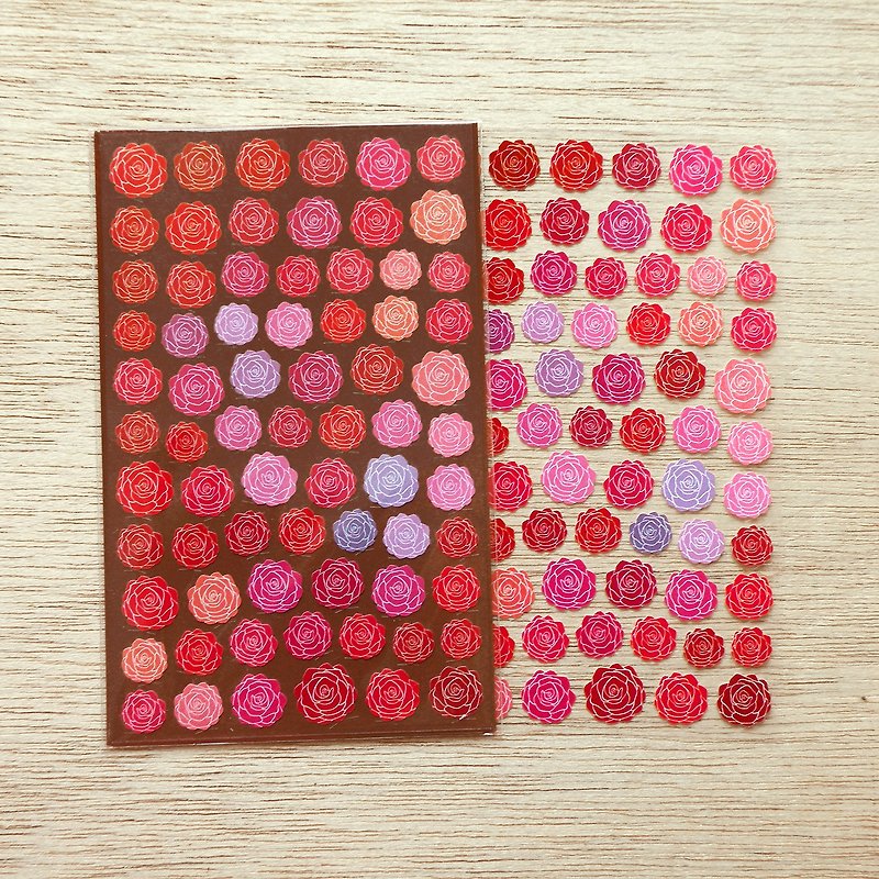玫瑰花貼紙 2張組 - 貼紙 - 防水材質 紅色