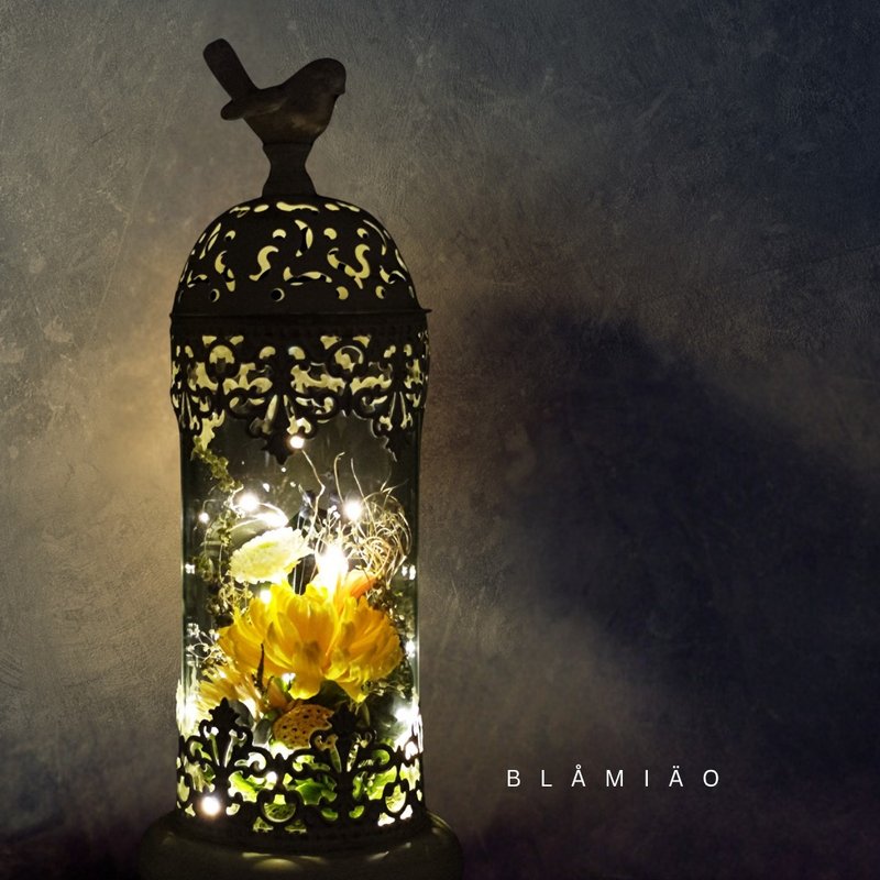 永生花燭臺擺設 - 復興時代 (鵝黃)(大) - 乾燥花/永生花 - 植物．花 黃色