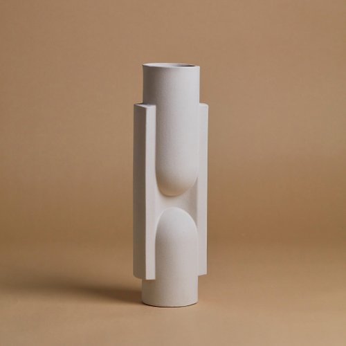 JL OCTOBER LAB 築系列-元束 北歐現代小眾極簡花器 淺白創意花器 純手作陶瓷