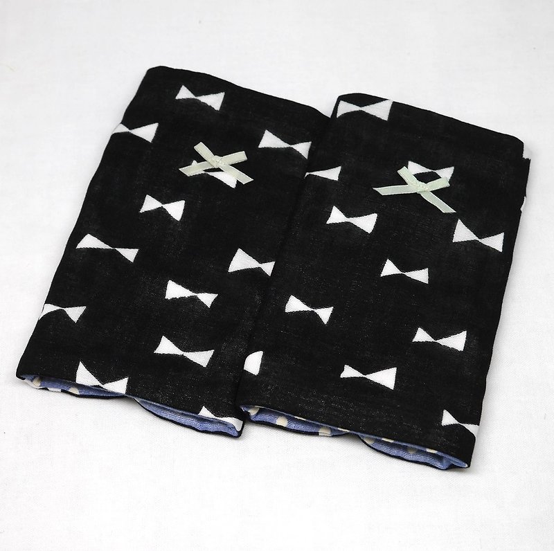 Japanese Handmade 8-layer-gauze droop sucking pads - 圍兜/口水巾 - 棉．麻 黑色