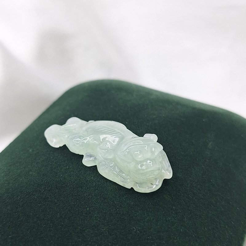 冰種晴水綠 飄花 冰膠貔貅 吊墜 前後孔  | 天然緬甸玉A貨翡翠 - 項鍊 - 玉石 
