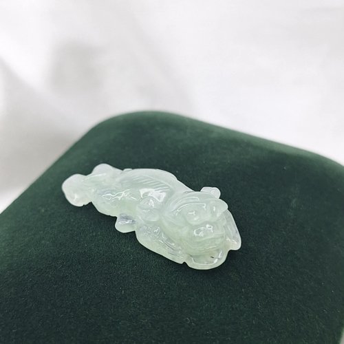 緣圓翡翠 冰種晴水綠 飄花 冰膠貔貅 吊墜 前後孔 | 天然緬甸玉A貨翡翠