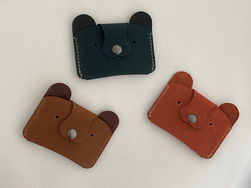 Genuine leather hand-stitched Shiba Inu card holder and business card holder - new colors will be released one after another - กระเป๋าใส่เหรียญ - หนังแท้ สีส้ม