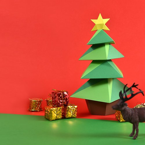 盒紙動物 BOX ANIMAL - 台灣原創紙模設計開發 3D紙模型-DIY動手做-免裁剪-節日系列-星星聖誕樹-聖誕節擺設小物