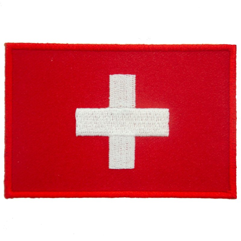 瑞士 背膠士氣章 布藝肩章 Flag Patch背包貼 熱燙胸章 熨斗補丁 - 徽章/別針 - 繡線 多色