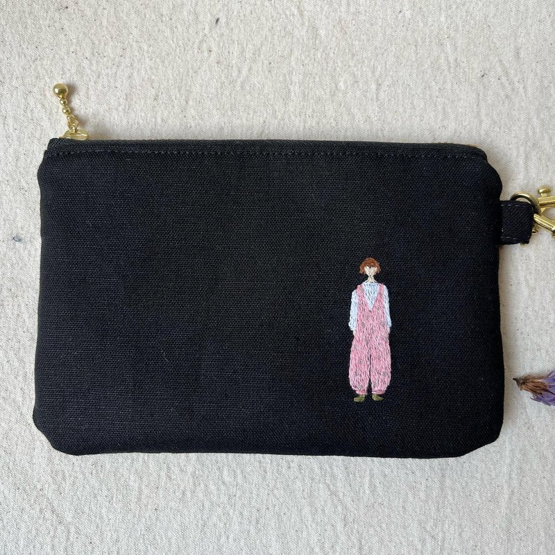 fingirl1000-NO.366 一股刺繡小黃卡護照包-1000枚女子展 - 零錢包/小錢包 - 棉．麻 