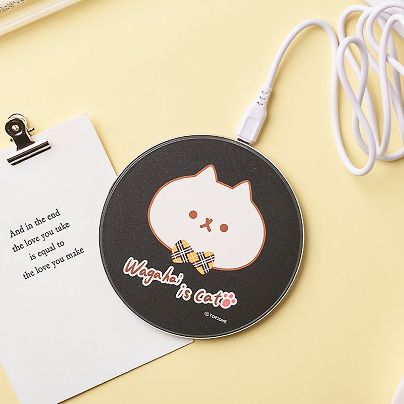 【Overreacted cat】Wireless charging tray cat head design - Phone Charger Accessories - Plastic Black