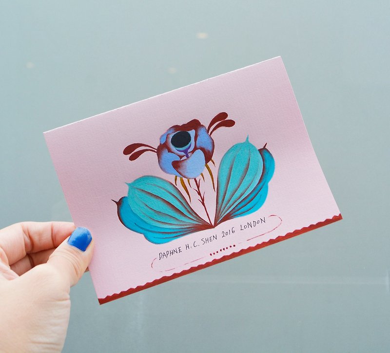 Retro unique romantic flower custom hand-painted card Valentine's day gift - การ์ด/โปสการ์ด - กระดาษ สึชมพู
