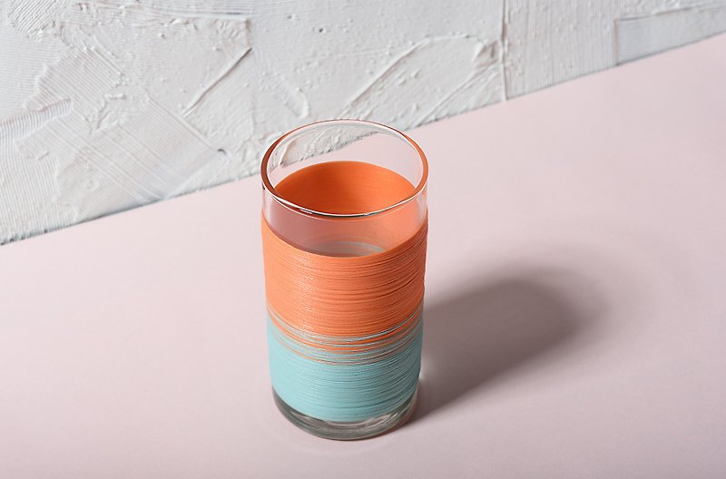 Line processing PUNNDLE line water cup toning orange blue tone - แก้ว - แก้ว หลากหลายสี