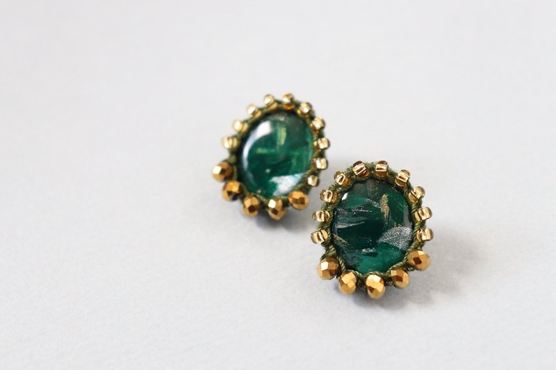 Thread and bead art earrings     Green - Earrings & Clip-ons - Acrylic Green