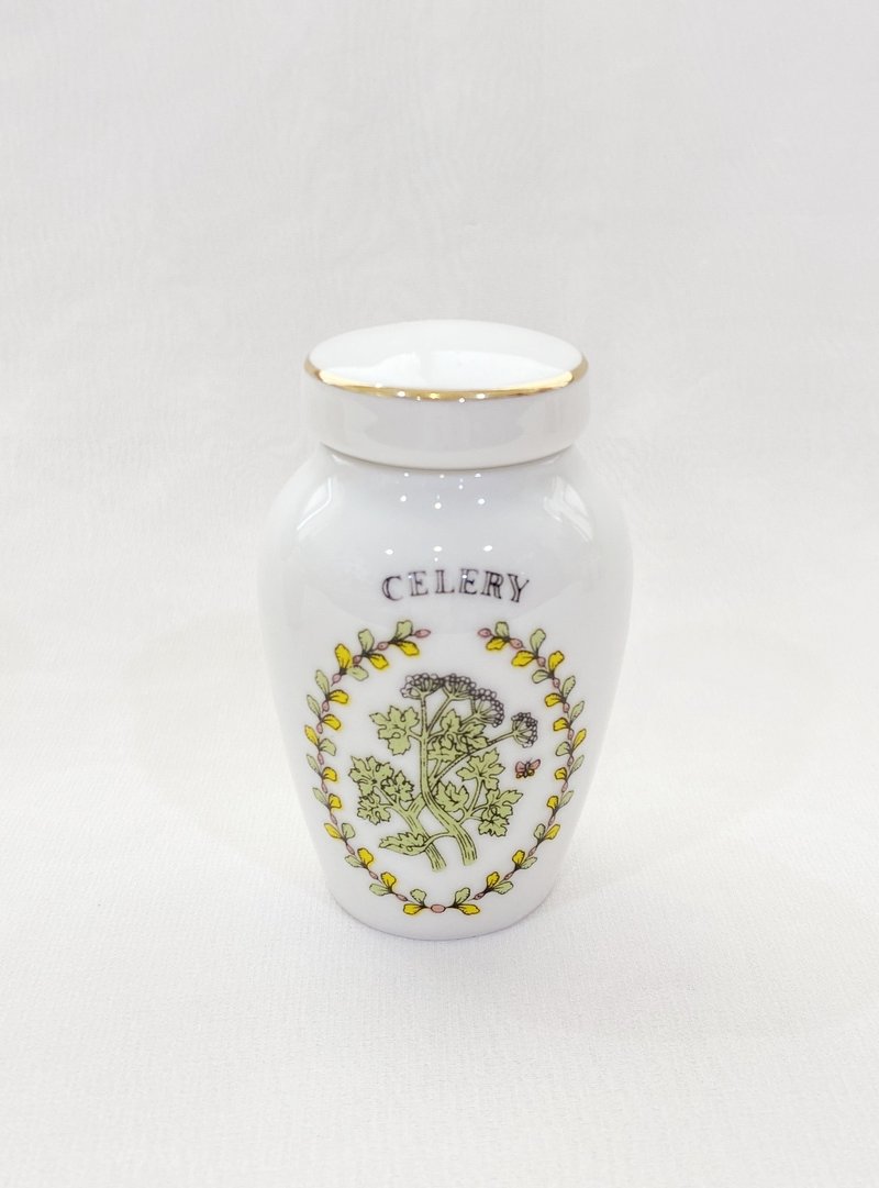 [Good Day Fetish] British vintage jager blau exquisite spice jar porcelain kitchen gadget C - กล่องเก็บของ - เครื่องลายคราม ขาว