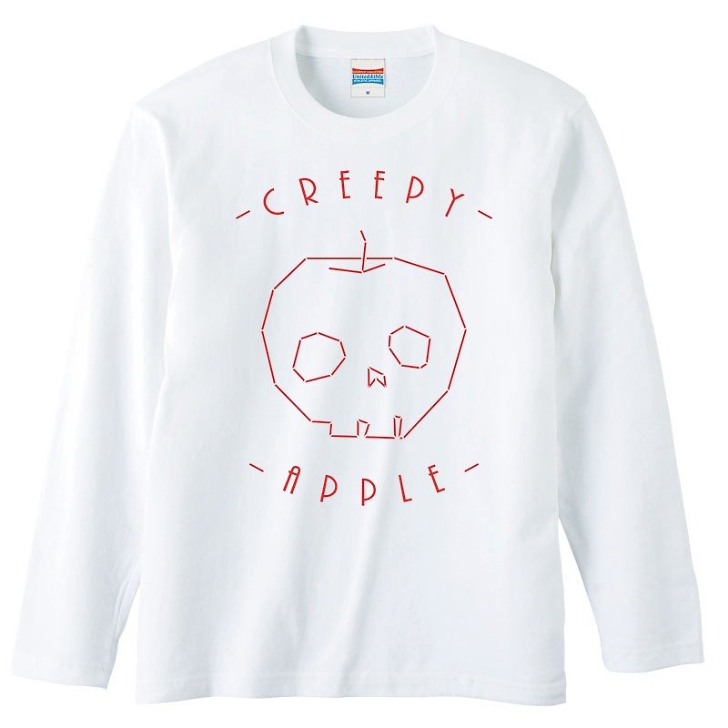 ロングスリーブTシャツ / Creepy apple 2 - Tシャツ メンズ - コットン・麻 ホワイト