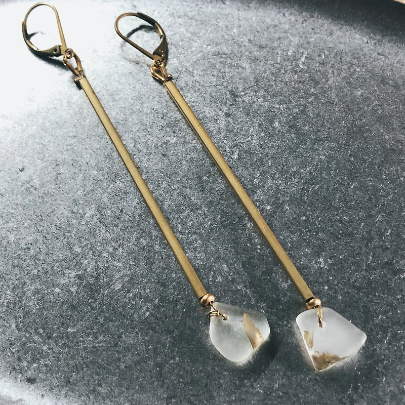 Sea Drops | Dangle Sea Glass Earrings - Earrings & Clip-ons - Glass Transparent