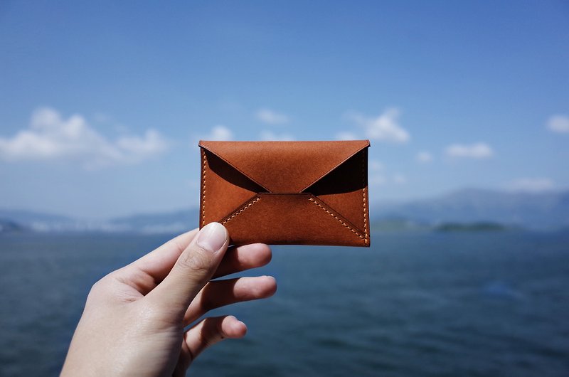 Envelope Card Case - กระเป๋าสตางค์ - หนังแท้ สีส้ม