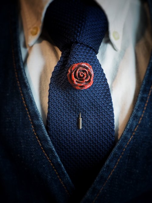 MAFIA JEWELRY Red Rose Lapel Pin.