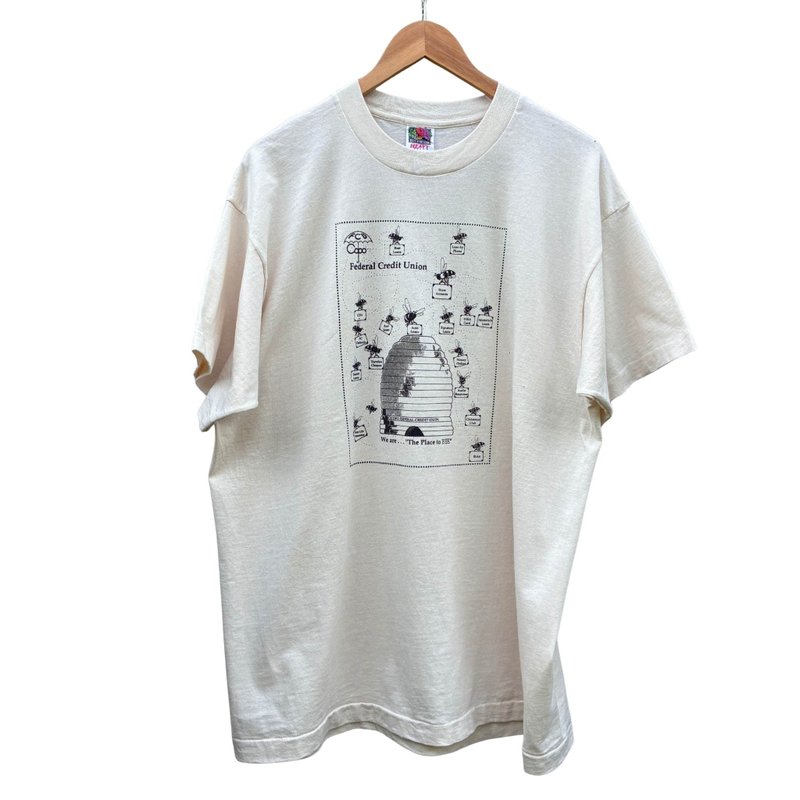 Vintage 1990s Federal Credit Union Bee Promo Shirt XL - 男 T 恤 - 棉．麻 白色