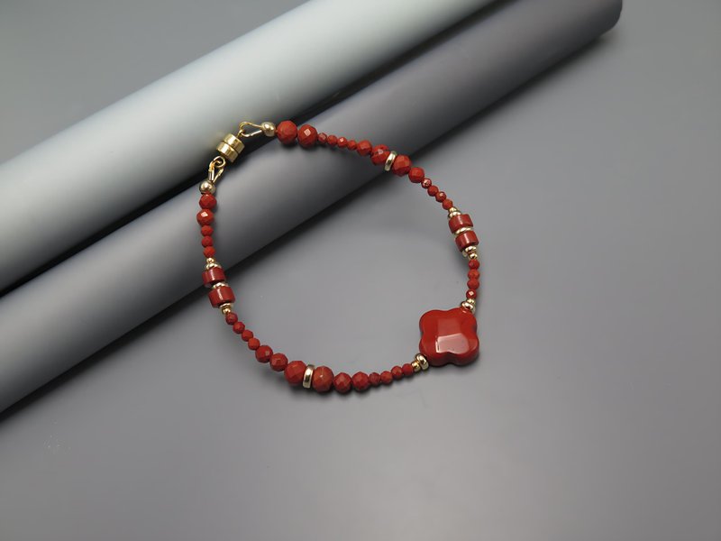 【Gift for her】COLE COOL natural Red Jasper bracelet Size tailor-made - สร้อยข้อมือ - เครื่องประดับพลอย สีแดง