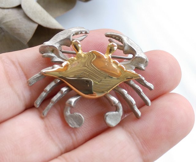 中古vintage カニダイヤブローチコサージュ ブローチコ