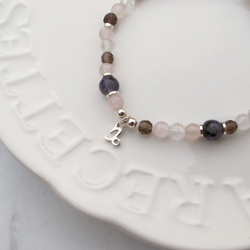 Bigman Taipa [Constellation Lucky Stone Series] Capricorn × Natural Stone Beads × Handmade Silver Bracelet - สร้อยข้อมือ - คริสตัล หลากหลายสี