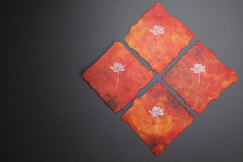 Handmade Paper Flora Card (S) - การ์ด/โปสการ์ด - กระดาษ สีแดง
