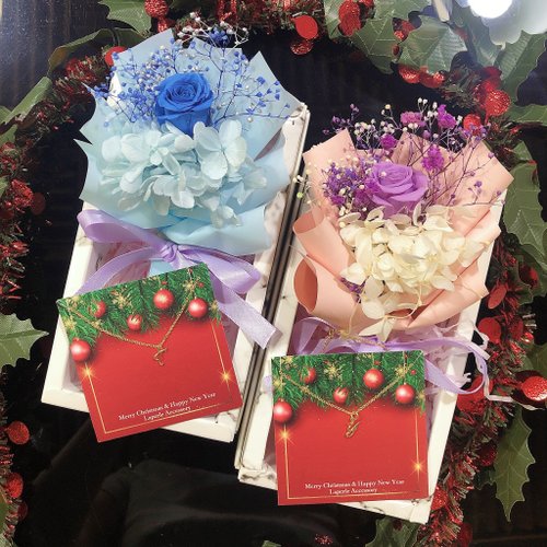 LaPerle Accessory 聖誕節禮物 客製化 乾燥花 不凋花禮盒 字母 頸鏈 項鍊婚禮小物