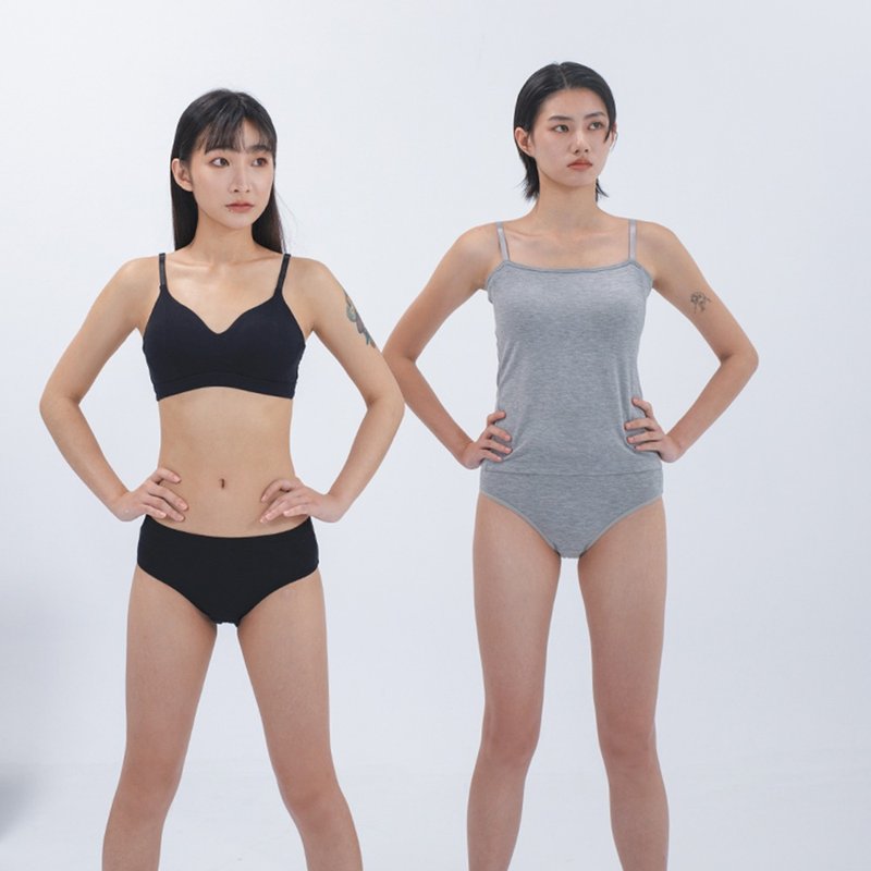 Bra Top涼感細肩平口長版背心-灰色 - 背心/無袖上衣 - 其他人造纖維 灰色