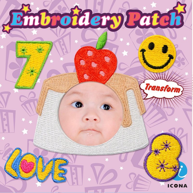 【變身繡布貼系列】生日草莓布丁款 - 貼紙 - 繡線 