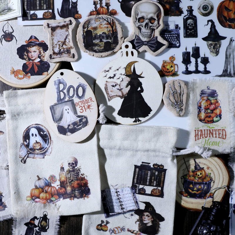 Halloween Retro Notebook Rub-On Stickers - สติกเกอร์ - กระดาษ หลากหลายสี