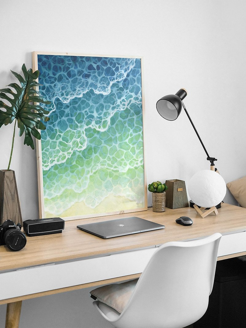 Paper Posters - 【Waves on Shore 】Limited Edition Watercolor Art Print. Ocean Beach Painting.