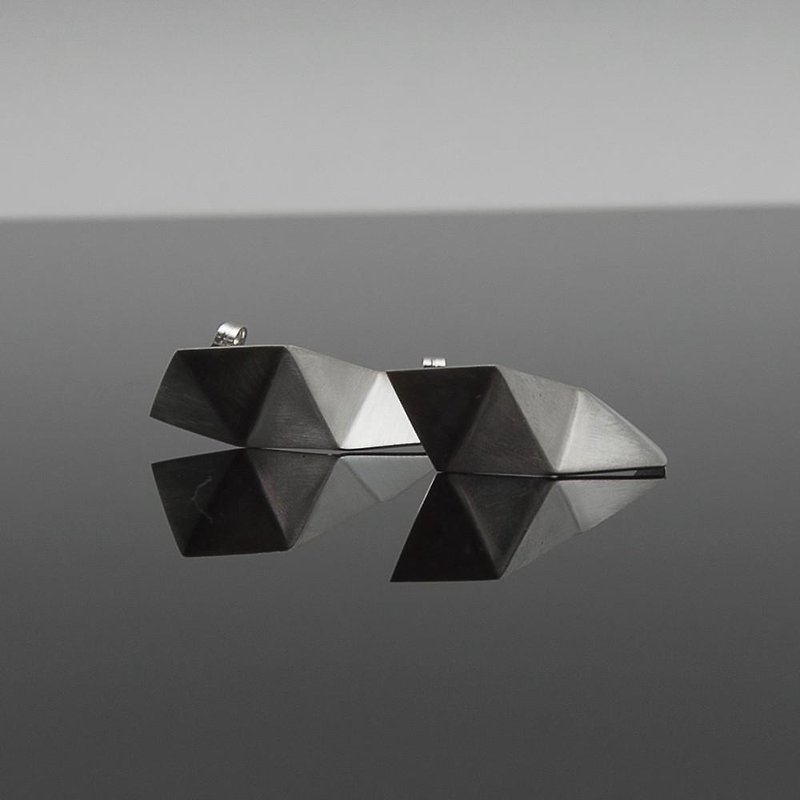 Asymmetric triangle Silver earrings [fold triangle] LLP-005 - Earrings & Clip-ons - Other Metals 