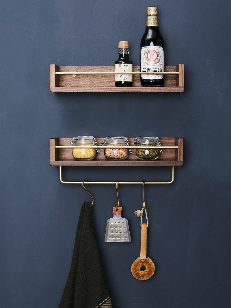 Wall-mounted Shelves Wall Storage Hanging Rod North American Black Walnut + Bronze Beautiful Objects