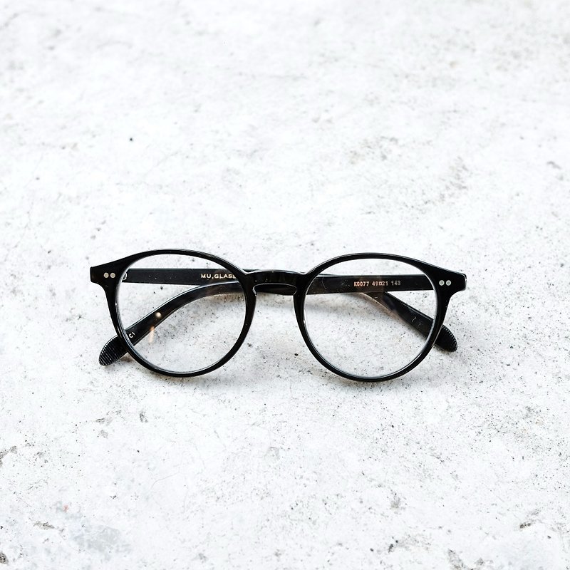 [目的のプログラム事務所]日本のレトロ野生の黒のラウンドフレームの眼鏡フレーム - 眼鏡・フレーム - プラスチック ブラック
