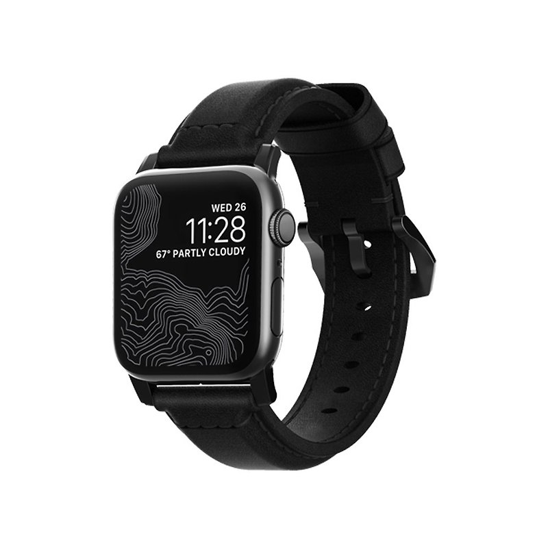 NOMAD AppleWatchスペシャル素朴なブラックレザーストラップクラシックブラック42 / 44mm855848007915 - 腕時計ベルト - 革 ブラック