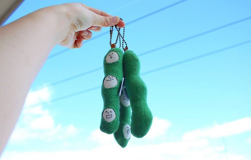 【spicachoice】豌豆人偶刺繡吊飾 - 吊飾 - 棉．麻 綠色