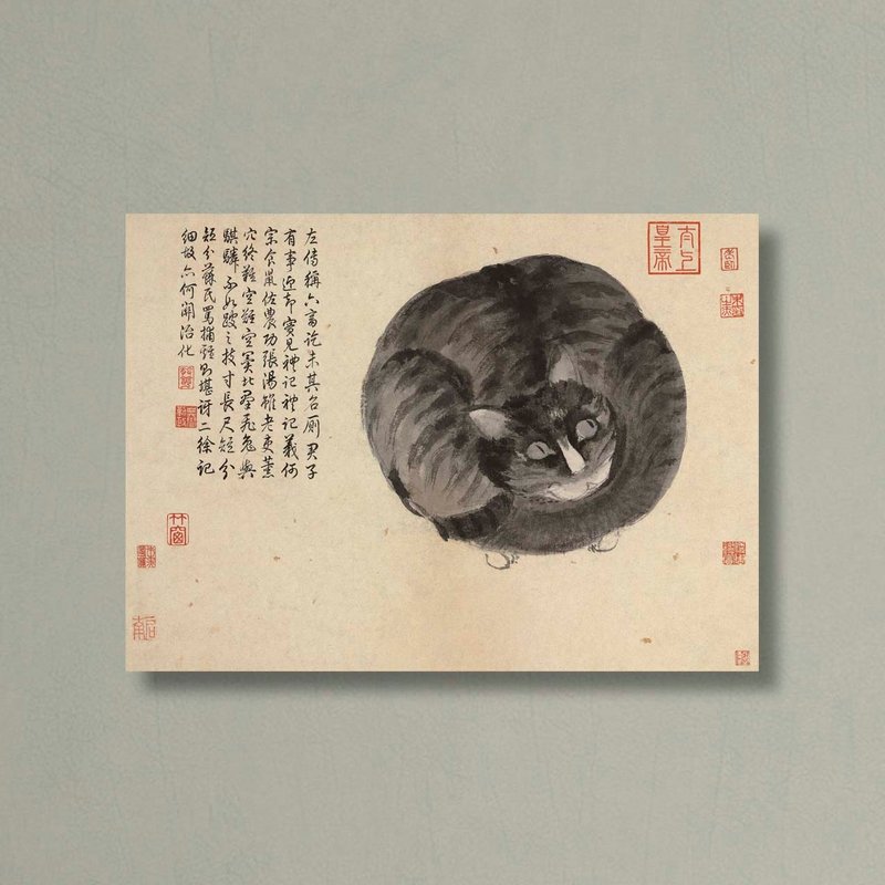 【 無框畫 】沈周・寫生冊貓 | GREEN ARTDECO | 小品畫 - 卡片/明信片 - 紙 卡其色