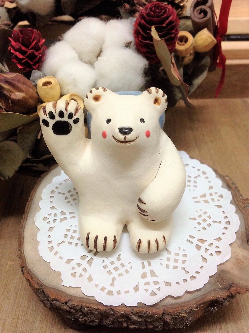 Bear friends - White bear (right hand) - Items for Display - Porcelain Multicolor