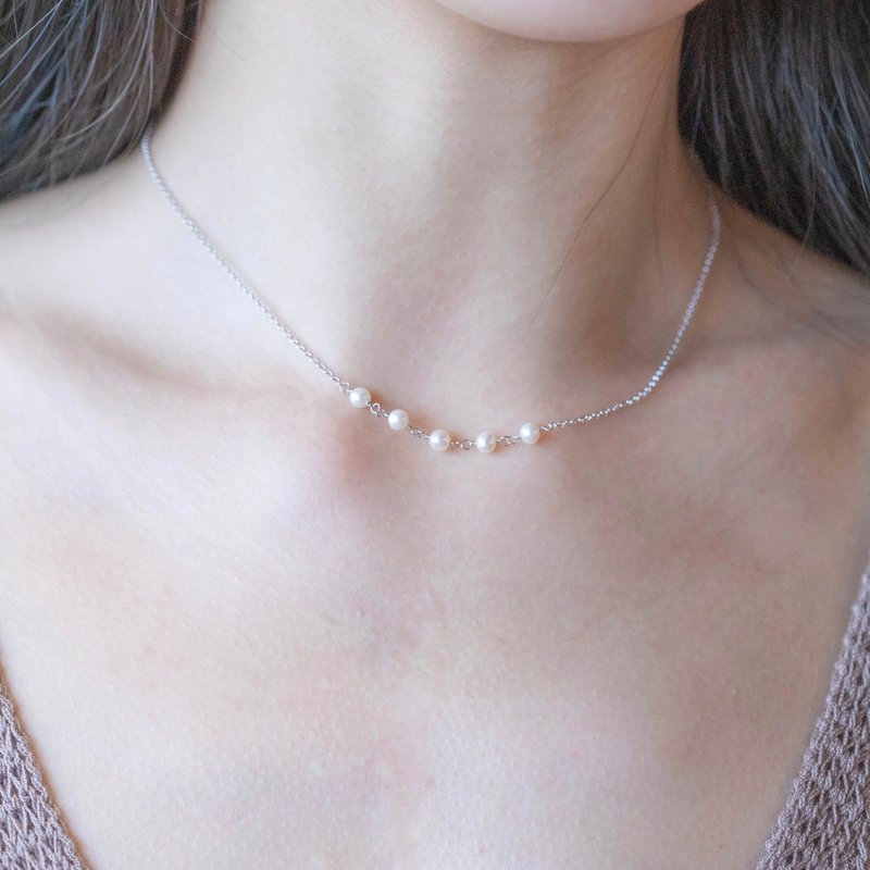 ナチュラル淡水パール925スターリングシルバーマーメイドティアーズネックレス - ネックレス - 宝石 シルバー