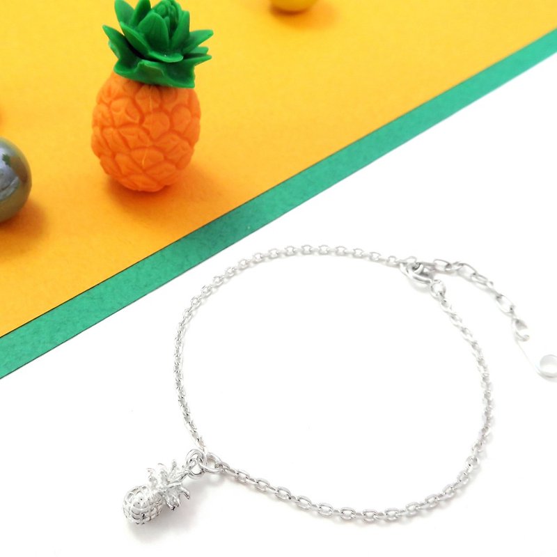 Fruit phlox pineapple fruit sterling silver bracelet - สร้อยข้อมือ - เงินแท้ สีส้ม