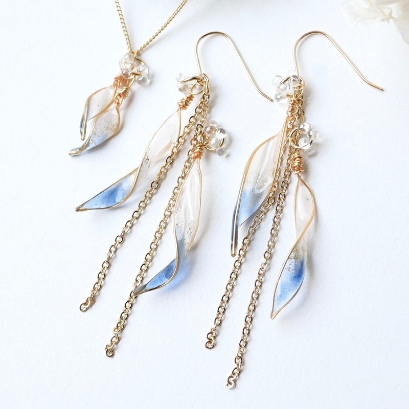 summer jewelryセット - 耳環/耳夾/耳骨夾 - 樹脂 藍色