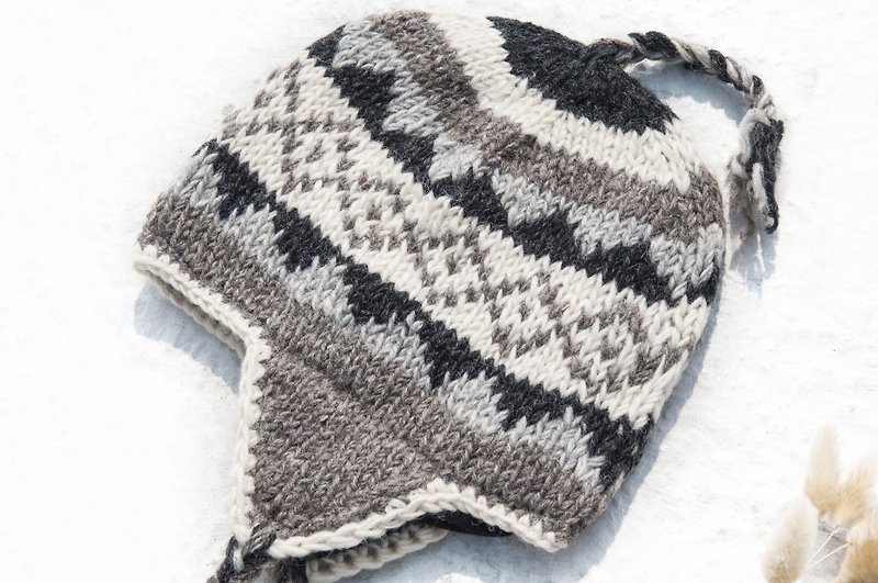 Knitted Pure Wool Cap / Handmade Fleece Cap / Knitted Fleece Cap / Fly Fleece Cap / Wool Cap-Nordic - Hats & Caps - Wool Multicolor