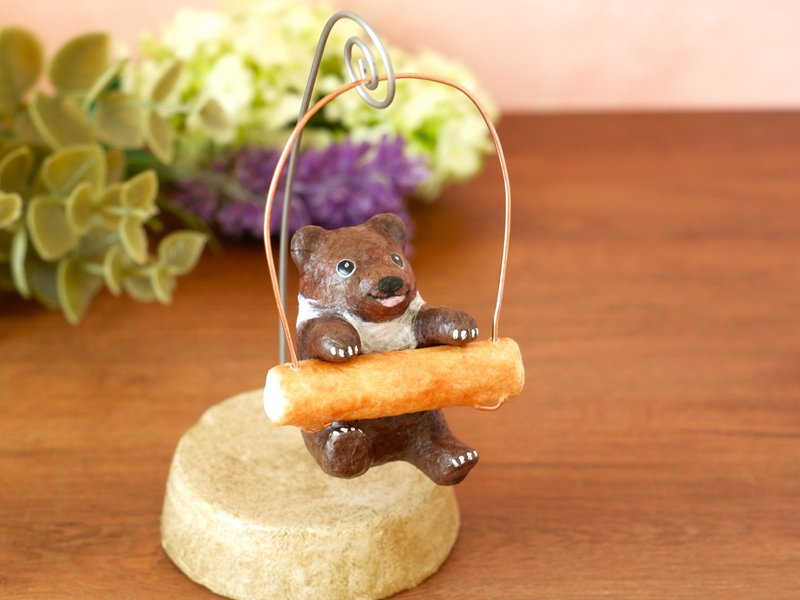 和紙インテリア　ゆらゆら揺れる子グマの吊り飾り　ヒグマ - 擺飾/家飾品 - 其他材質 咖啡色