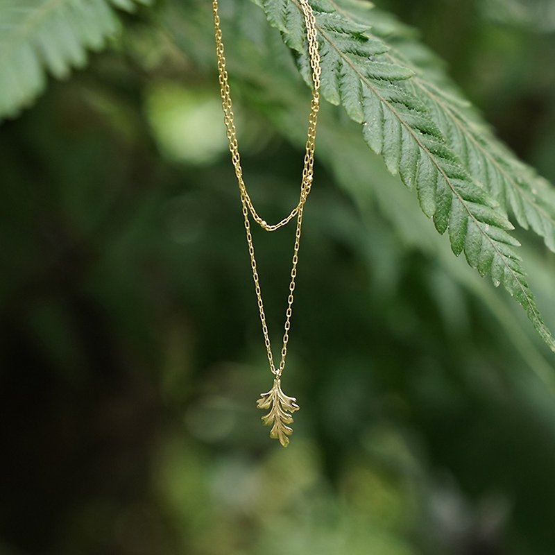 FOREST LETTER Fern Collection Double Layer Necklace Designer Original S925 Gold/Silver - Necklaces - Silver 