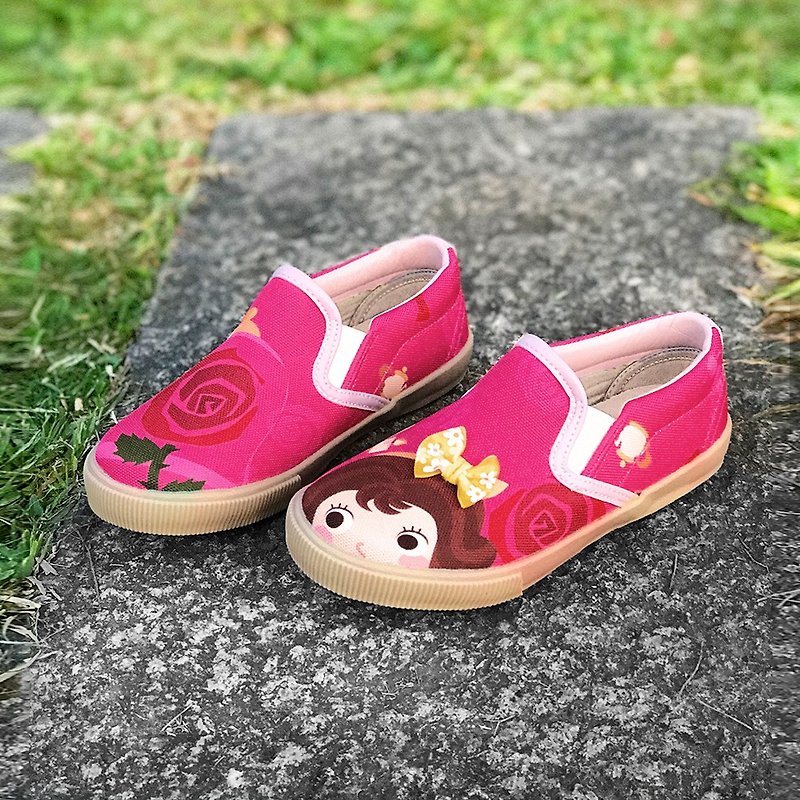 Zero code / girls shoes illustration convenient casual shoes - pink / beauty and the beast - Kids' Shoes - Cotton & Hemp Pink