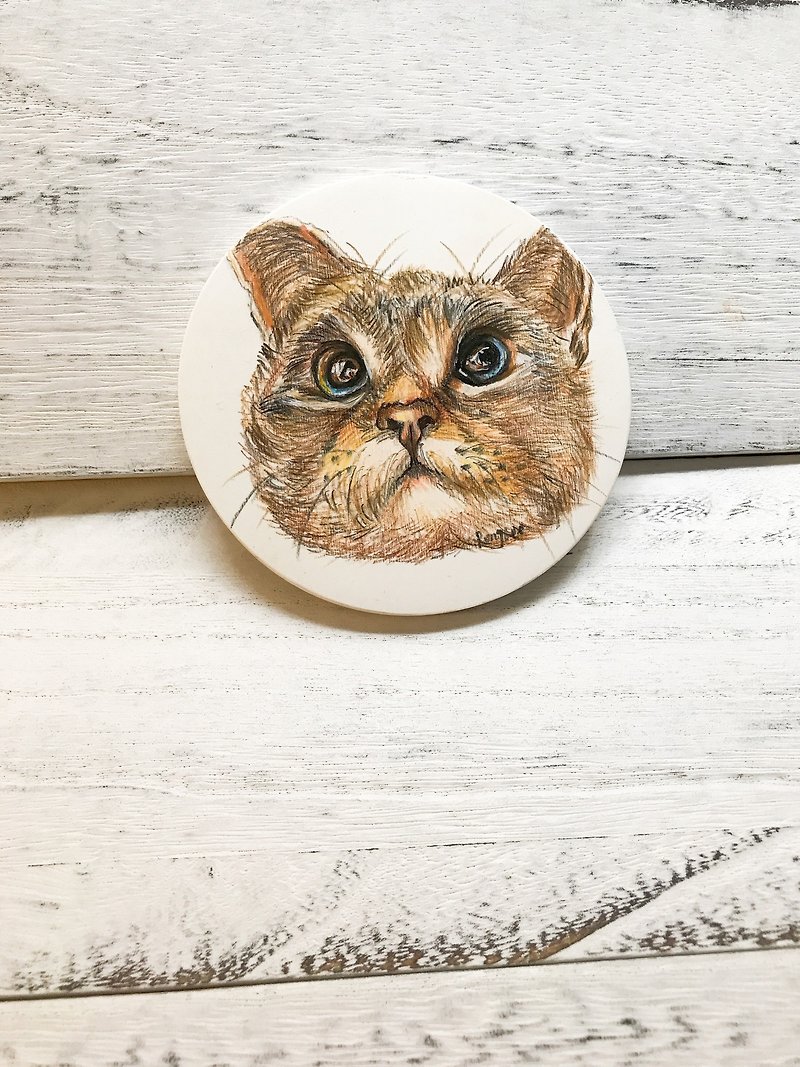 Hand painted ceramic coasters / artwork | cat series - Coasters - Pottery 