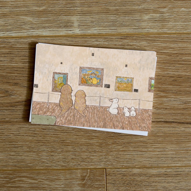 Shine original cute otter and Van Gogh Museum illustration postcard - การ์ด/โปสการ์ด - กระดาษ 