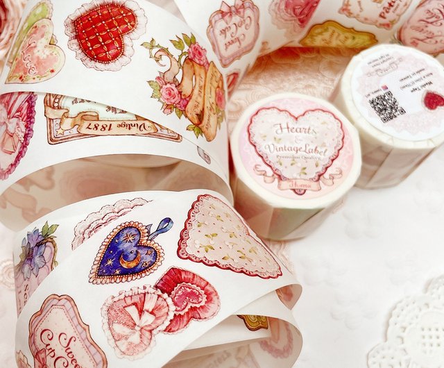 Washi_Heart & Vintage Label - ショップ hwara マスキングテープ・PET