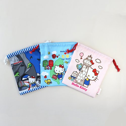 漫遊台灣 RoamingTaiwan 【漫遊台灣 X 三麗鷗】Hello Kitty 束口袋+行李箱貼紙