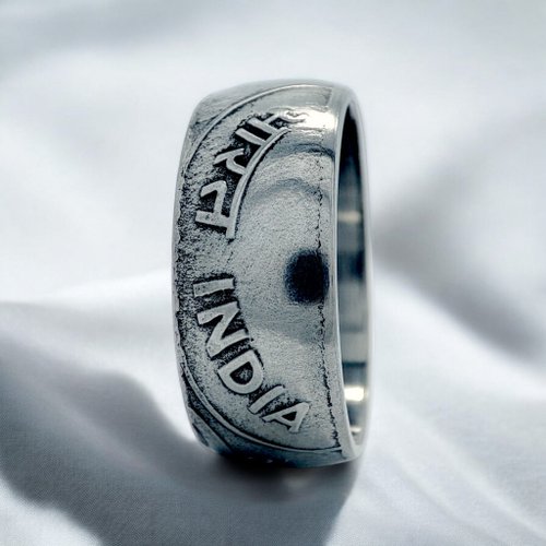 CoinsRingsUkraine Man Ring India, Indian Coin Rupee Ring, Indian Man Ring,Vintage Indian Coin Ring